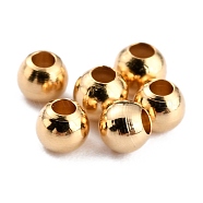 Brass Spacer Beads, Long-Lasting Plated, Round, Real 24K Gold Plated, 2.3x2mm, Hole: 1mm(KK-O133-010A-G)