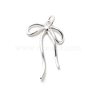 925 Sterling Silver Pendants, Bowknot Charms, with Jump Rings, Antique Silver, 20x13x1mm, Hole: 2mm(STER-P057-04S)