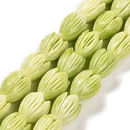Synthetic Coral Dyed Beads Strands, Magnolia Flower, Yellow Green, 10~10.5x8mm, Hole: 1mm, about 25pcs/strand, 9.84''(25cm)(CORA-P008-04A-01)