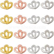 SUPERFINDINGS 16 Sets 4 Colors Brass Two Loops Heart Interlocking Clasps for DIY Jewelry, Mixed Color, 13x17x2mm, Hole: 1.5x1mm, 4 sets/color(KK-FH0004-13)