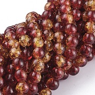 1Strand Two Tone Transparent Crackle Glass Round Beads Strands, Tomato, 8mm, Hole: 1.3~1.6mm, 31.4 inch(X-CCG-Q002-8mm-10)