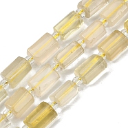 Natural Lemon Quartz Beads Strands, Faceted, Column, with Seed Beads, 12x8mm, Hole: 1.2mm, about 26pcs/strand, 15.35''(39cm)(G-G162-D08-01)