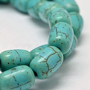 Dyed Barrel Synthetic Turquoise Beads Strands, Turquoise, 12x8mm, Hole: 1mm, about 31pcs/strand, 15.7 inch(X-G-M142-05)