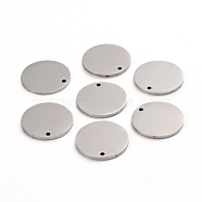 304 Stainless Steel Charms, Polished, Stamping Blank Tag, Laser Cut, Flat Round, Stainless Steel Color, 15x1mm, Hole: 1.2mm(STAS-I141-03C-P)