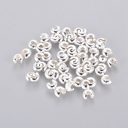 Iron Crimp Beads Covers, Cadmium Free & Nickel Free & Lead Free, Silver Color Plated, 4mm In Diameter, Hole: 1.5~1.8mm(IFIN-H029-NFS-NF)