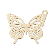Brass Filigree Pendants, Butterfly Charm, Light Gold, 16.5x18.5x0.2mm, Hole: 1.4mm(KK-K366-43KCG)