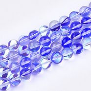 Synthetic Moonstone Beads Strands, Holographic Beads, Dyed, Round, Mauve, 8mm, Hole: 0.7mm, 48pcs/strand, 15 inch(G-S283-8mm-15A)