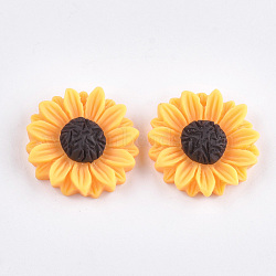 Resin Pendants, Sunflower, Dark Orange, 24x7mm, Hole: 1mm(CRES-T010-58B)