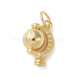 Brass Charms, Long-Lasting Plated, Tellurion, Real 18K Gold Plated, 13x9x6mm, Hole: 3.4mm(ZIRC-G160-59G)