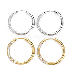 Classic Large Huggie Hoop Earrings for Girl Women, Brass Micro Pave Cubic Zirconia Earrings, Cadmium Free & Nickel Free & Lead Free, Long-lasting Plated, Mixed Color, 7 Gauge(3.5mm), 34.5x3.5mm, Pin: 1.2mm(EJEW-Q023-011-NR)