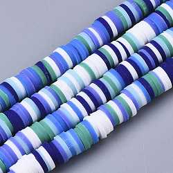 Handmade Polymer Clay Beads Strands, for DIY Jewelry Crafts Supplies, Heishi Beads, Disc/Flat Round, Mixed Color, 6x0.5~1mm, Hole: 1.8mm, about 290~320pcs/strand, 15.75 inch~16.14 inch(40~41cm)(CLAY-R089-6mm-088)