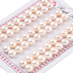 Grade 6A Natural Cultured Freshwater Pearl Beads, Half Drilled, Half Round Beads, White, 8.5~9x6mm, Hole: 1mm(PEAR-N018-6A-8590A)