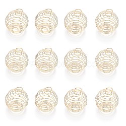Iron Wire Pendants, Spiral Bead Cage Pendants, Round, Light Gold, 30x24mm, Hole: 5mm(IFIN-Q125-02C-KC)