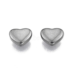 201 Stainless Steel Beads, No Hole, Heart, Stainless Steel Color, 6x7x2.5mm(STAS-N099-19)