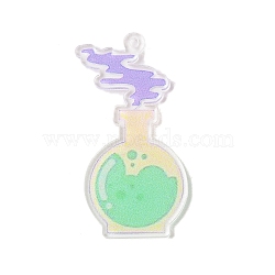 Printed Transparent Acrylic Pendants, Bottle, 41x20x2mm, Hole: 1.2mm(MACR-P043-A12)