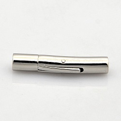 Column 304 Stainless Steel Bayonet Clasps, Stainless Steel Color, 28~30x6mm, Hole: 3mm(STAS-N014-31-3mm)