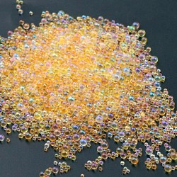 AB Color Plated 3D Nail Art Glass Mini Ball Beads, Tiny Caviar Nail Beads, DIY Nails Art Round Decorations, Gold, 0.4~3mm, 720~1000pcs/bag(MRMJ-WH0064-40M)