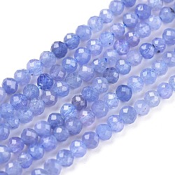 Natural Tanzanite Beads Strands, Round, Faceted, 3~3.5mm, Hole: 0.6mm, about 110~130pcs/strand, 15.35~15.75 inch(39~40cm)(G-R475-033)