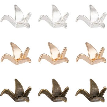 Alloy Beads, Paper Crane, with Bead Container, Mixed Color, 16x21x8mm, Hole: 1.4mm, about 60pcs/box