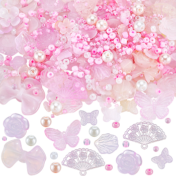 Glass Seed Beads, Ceylon, Pink, 4~27x4~29.5x2.5~7.5mm, Hole: 1.5~2mm
