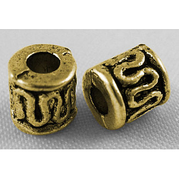 Tibetan Style Alloy Beads, Column, Antique Golden, Cadmium Free & Nickel Free & Lead Free, 4.5x4.5mm, Hole: 1.5mm