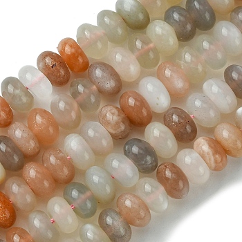 Natural Multi-Moonstone Beads Strands, Rondelle, 8~8.5x4.5~5mm, Hole: 0.8mm, about 84pcs/strand, 15.94''(40.5cm)