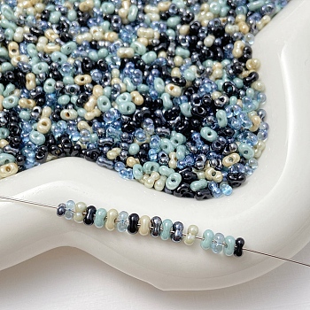 Transparent Glass Seed Beads, Peanut, Mixed Color, 4x2.5x2mm, Hole: 0.7mm