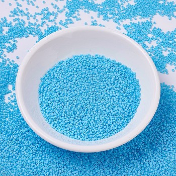 MIYUKI Delica Beads Small, Cylinder, Japanese Seed Beads, 15/0, (DBS0879) Matte Opaque Turquoise Blue AB, 1.1x1.3mm, Hole: 0.7mm, about 3500pcs/10g
