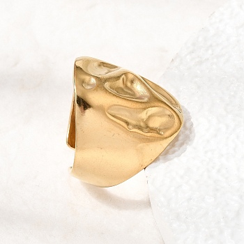 304 Stainless Steel Cuff Open Rings for Women, Nuggets, Golden, 21.5mm, US Size 7 1/4(17.5mm)