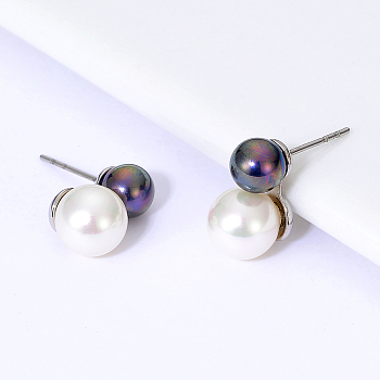 Elegant Pearl Earrings for Women, Casual and Stylish Accessories, Silver, 15x9mm