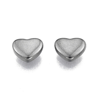 201 Stainless Steel Beads, No Hole, Heart, Stainless Steel Color, 6x7x2.5mm