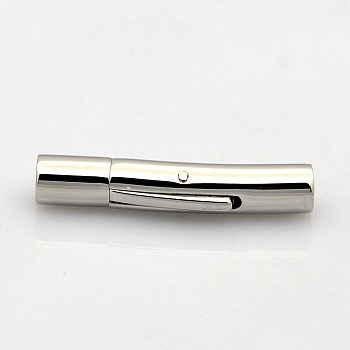 Column 304 Stainless Steel Bayonet Clasps, Stainless Steel Color, 28~30x6mm, Hole: 3mm