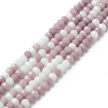 Glass Beads Strands, Faceted, Rondelle, Thistle, 3.5~4.5x3~4mm, Hole: 0.5mm, about 92~125pcs/strand, 13.39~17.44''(34~44.3cm)