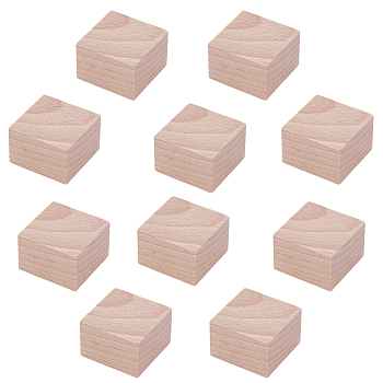 Unfinished Grooved Wooden Block, Square, BurlyWood, 30.5x30.5x20mm