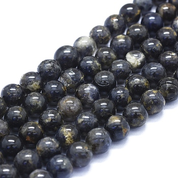 Natural Iolite Beads Strands, Round, 10mm, Hole: 1mm, about 39~40pcs/Strand, 15.35 inch(39cm)