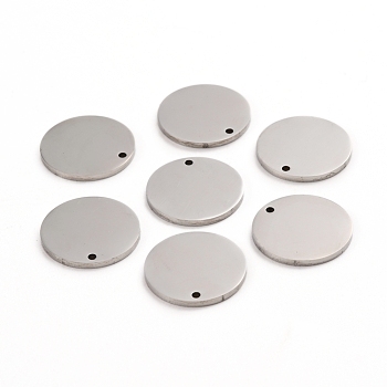 304 Stainless Steel Charms, Polished, Stamping Blank Tag, Laser Cut, Flat Round, Stainless Steel Color, 15x1mm, Hole: 1.2mm