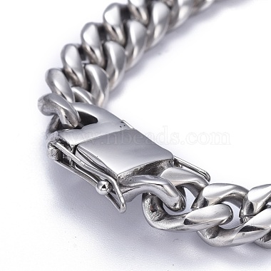 Tarnish Resistant Men's 304 Stainless Steel Cuban Link Chain Bracelets(BJEW-P263-B02-P)-3