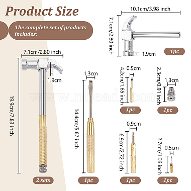 Brass & Iron Hammer Set(TOOL-WH0030-07G)-2