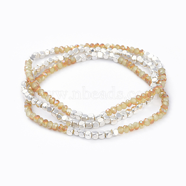 Ensembles de bracelet extensible de perles de verre électrolytique(BJEW-JB04405)-2