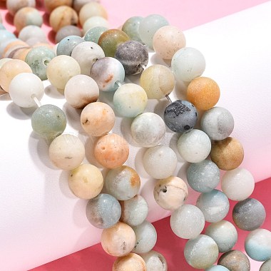 Brins de perles d'amazonite de fleurs naturelles(G-G692-01F-8mm)-4