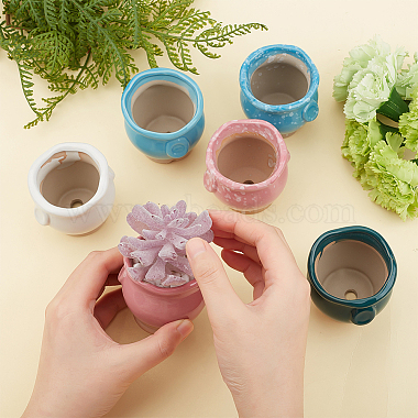 6Pcs 6 Colors Mini Ceramic Succulent Planter Pots(BOTT-NB0001-03)-3