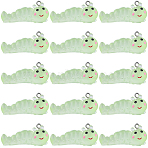 16Pcs Transparent Resin Pendants, Caterpillar, with Platinum Iron Loop, Light Green, 16x36x16mm, Hole: 2mm(RESI-SP0001-63)