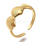 304 Stainless Steel Cuff Rings, Shell Shape, Golden, Adjustable, 8mm(RJEW-Z074-04G)
