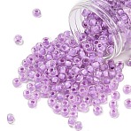 TOHO 3/0 Round Beads, Japanese Seed Beads, (943) Light Purple Lined Crystal, 5.5mm, Hole: 1.9mm, about 60pcs/10g(X-SEED-TR03-0943)