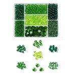 DIY Green Series Jewelry Making Kits, 1640Pcs Bicone & Rondelle & Oval & Round Glass/Acrylic Beads, 20Pcs Valentines Ideas Glass Charms, Mixed Color, Beads: 1640pcs/box(DIY-YW0002-94E)