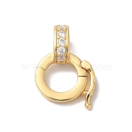 Rack Plating Brass Micro Pave Clear Cubic Zirconia Twister, Cadmium Free & Lead Free, Long-Lasting Plated, Real 18K Gold Plated, 19mm, Hole: 6mm(KK-A222-03B-G)