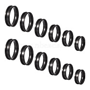 Pandahall 12Pcs 6 Size 201 Stainless Steel Grooved Finger Ring Settings, Ring Core Blank, for Inlay Ring Jewelry Making, Electrophoresis Black, Inner Diameter: 17~22mm, 2Pcs/size(RJEW-TA0001-05EB)