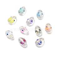 Transparent Glass Beads, with Enamel, Teardop with Evil Eye Pattern, Mixed Color, 20.5x13x10mm, Hole: 1.2mm(GLAA-F121-08)