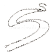 304 Stainless Steel Cable Chains Necklace Makings, with Lobster Claw Clasps and End Chains, Stainless Steel Color, 18-1/4 inch(46.5cm), Hole: 2.7mm(AJEW-P119-04B-P)