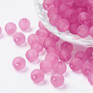 Transparent Acrylic Beads, Round, Frosted, Pearl Pink, 10mm, Hole: 2mm, about 880pcs/500g(PL705-C28)